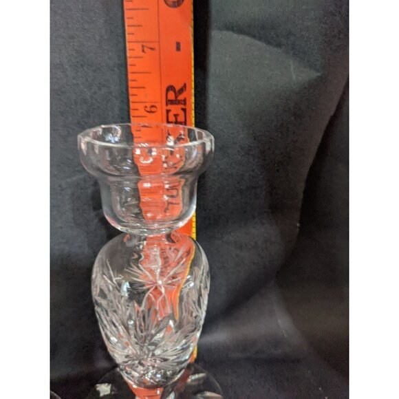 Lead Crystal Candle Holders Etched Design, Vintage Pair German Democratic Republ - Picture 8 of 8